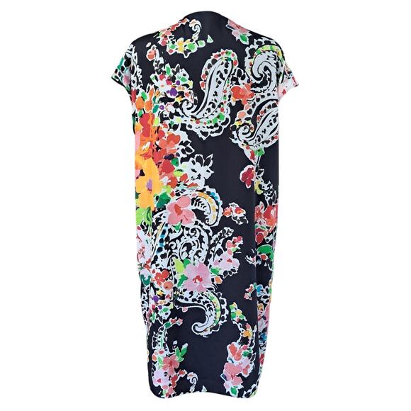 LAUREN Ralph Lauren Dark Floral Print Swingy Shift Dress Size 14 Cap Sleeve - Picture 4 of 11